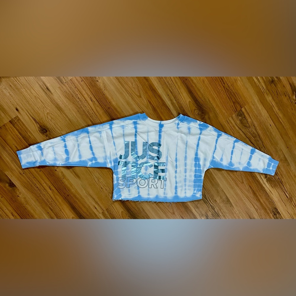 Justice Sport Blue and White Tie-Dye Sweatshirt